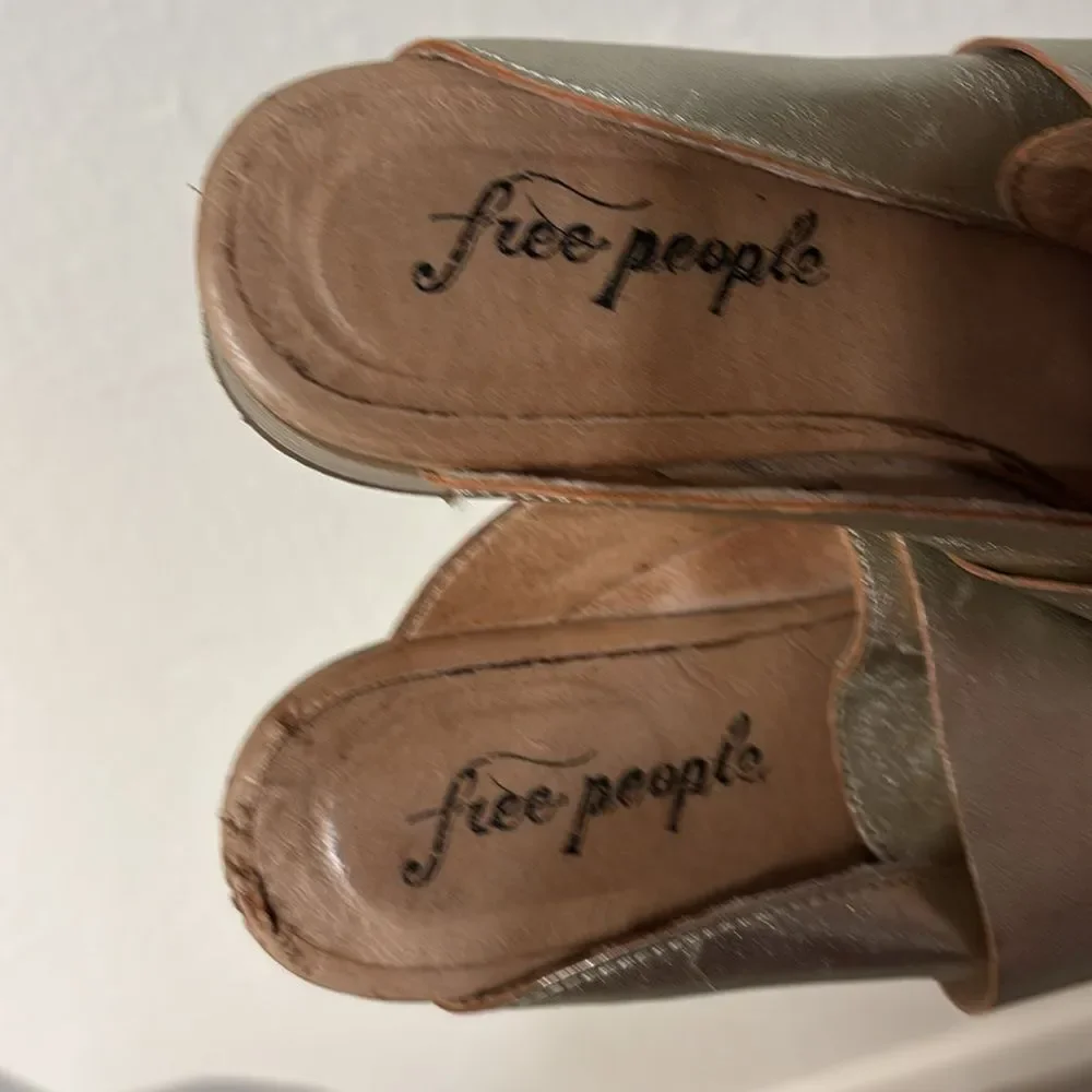 Free People Metallic Gold Mules Size 38